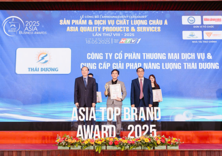 Công ty Cổ phần Tập đoàn Năng Lượng Thái Dương được trao chứng nhận sản phẩm dịch vụ chất lượng châu Á